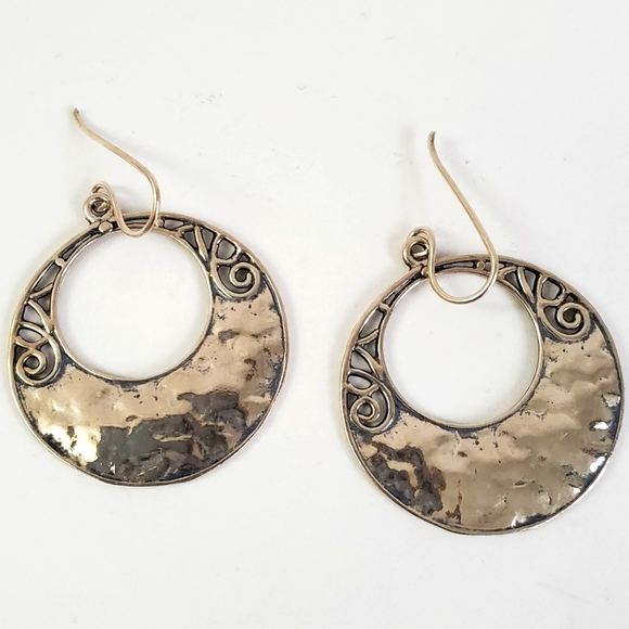 Sterling Silver 925 Hook Disc Earrings Israel Signed